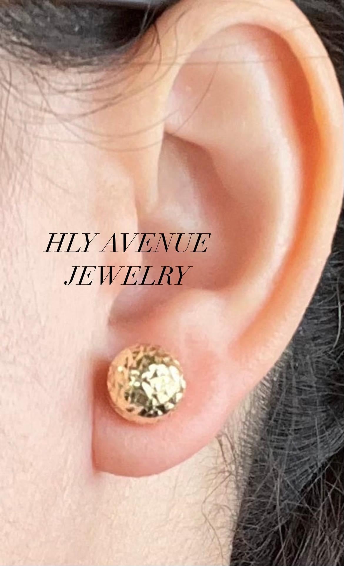 18k Japan Gold Mirror Ball Stud Earrings