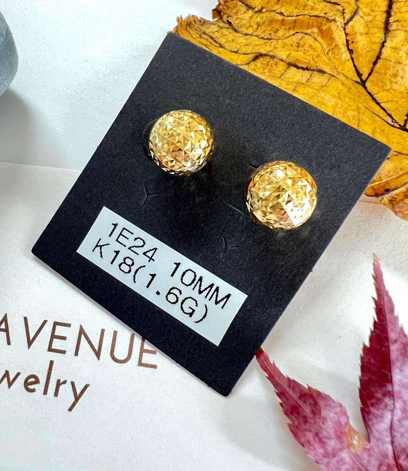 18k Japan Gold Mirror Ball Stud Earrings