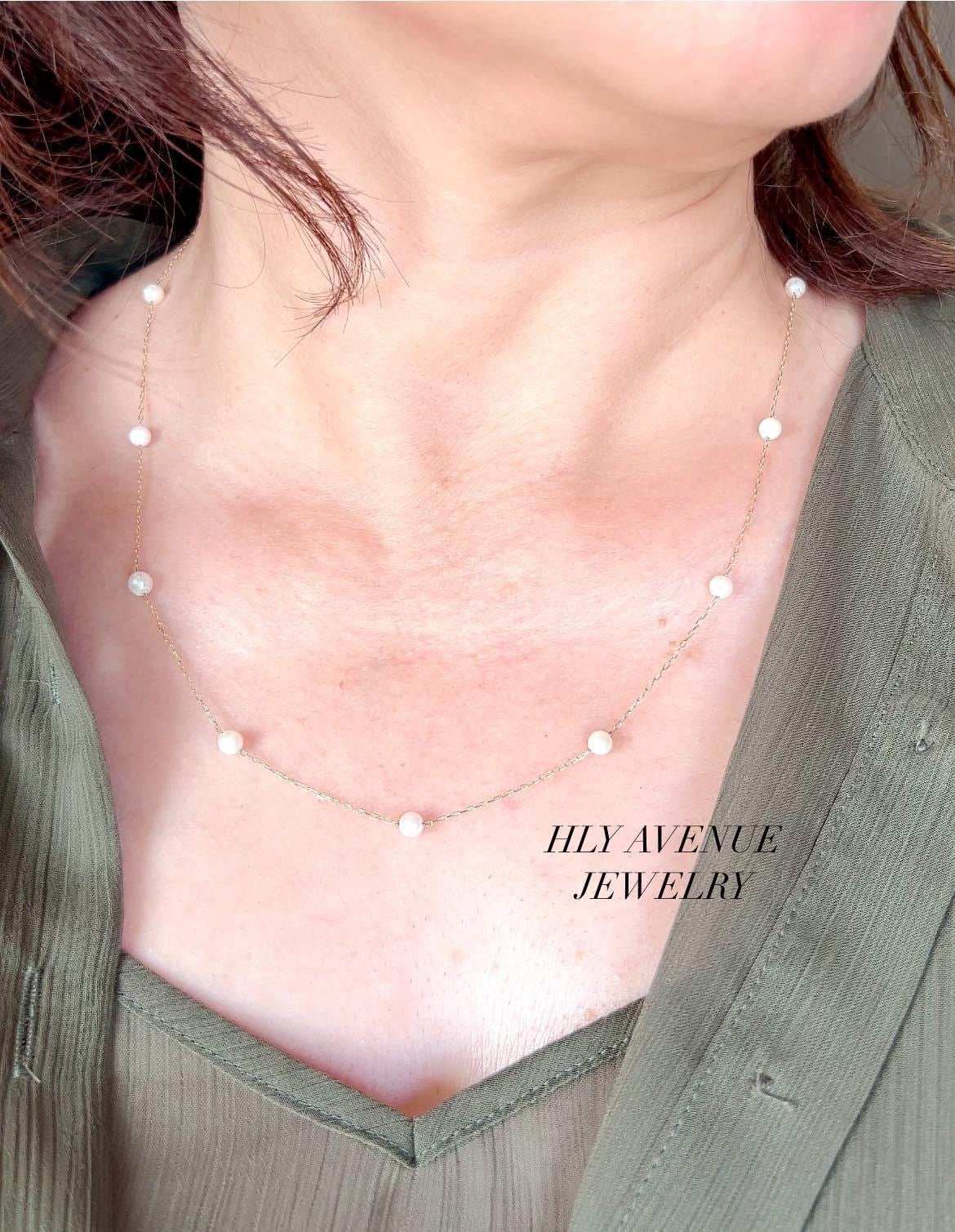 K18 Akoya Pearl Stationary Necklace