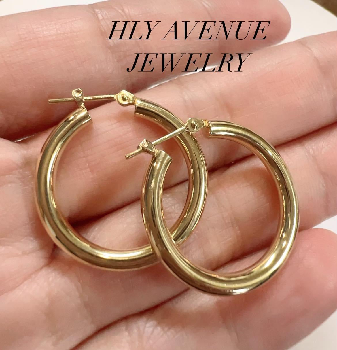 18k Japan Gold 3X25MM Hoop Earrings