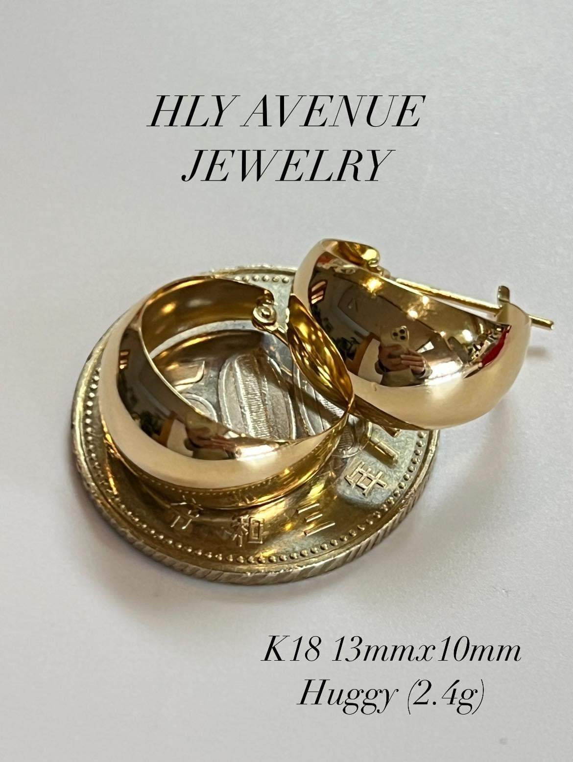 18k Japan gold Huggy Earrings 13mm X 10MM