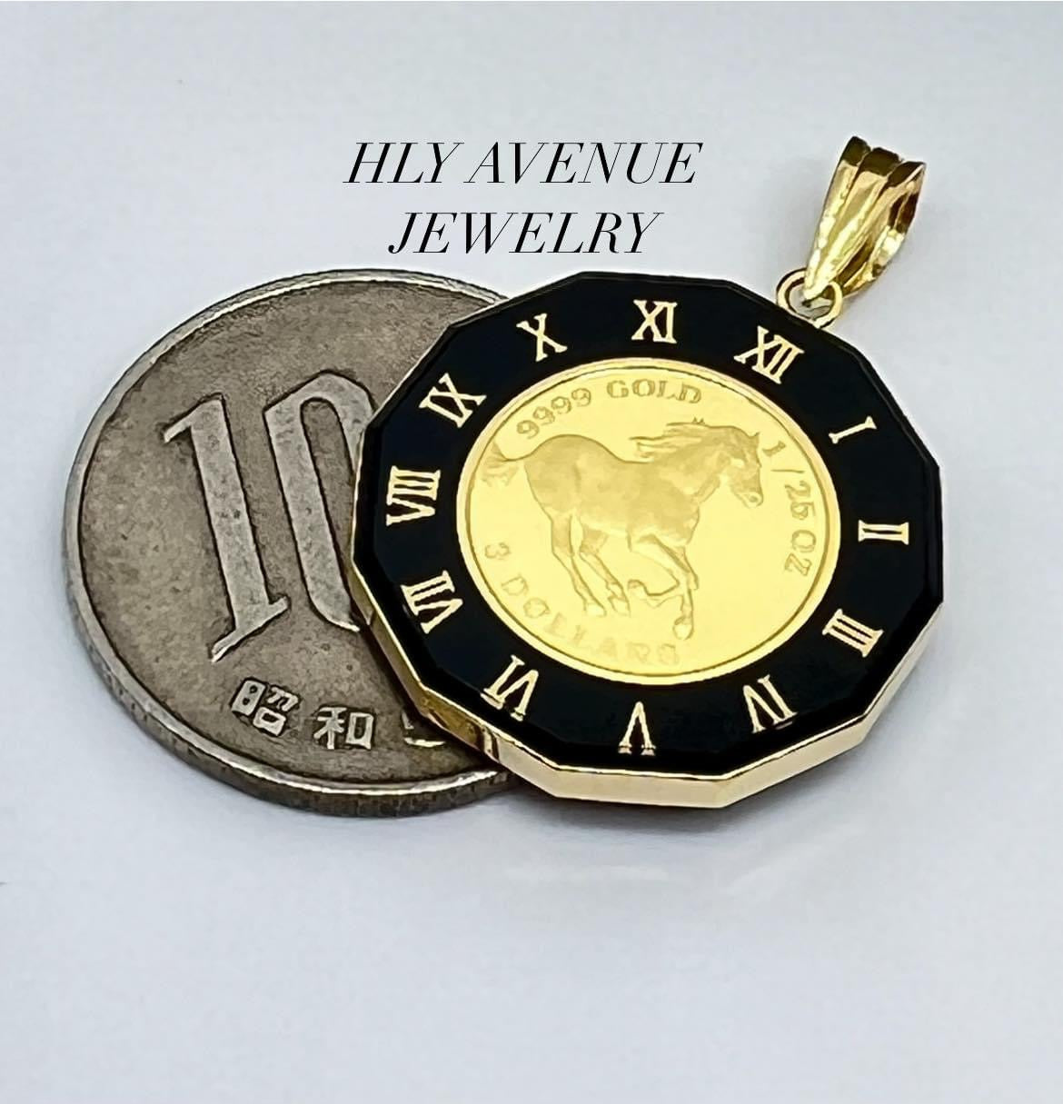 Horse/Elizabeth 24K/18k Japan Gold Coin Pendant