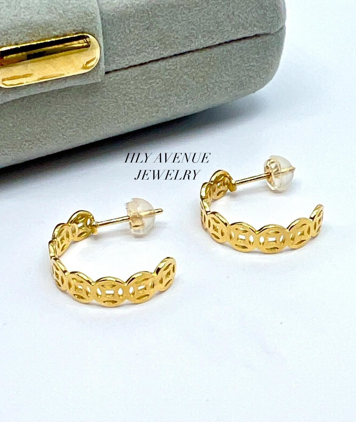 18K Japan Gold Money Catcher Earrings