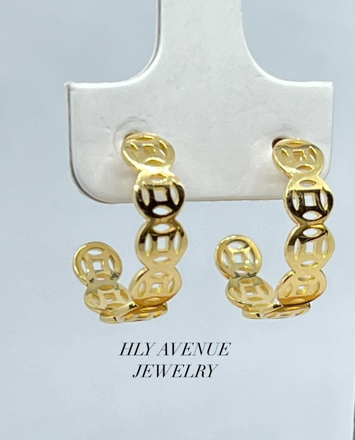 18K Japan Gold Money Catcher Earrings