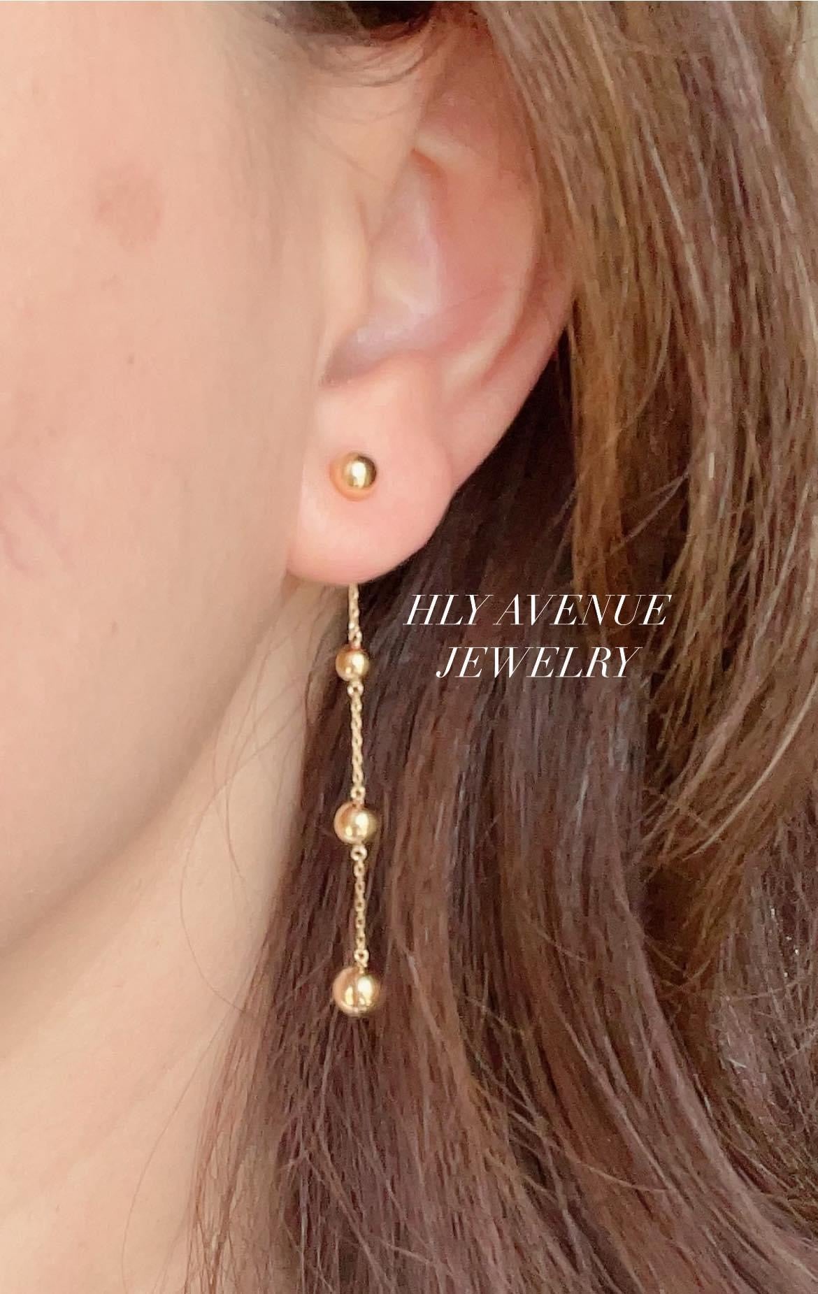 18k Japan Gold 4 Ball Dangling Earrings