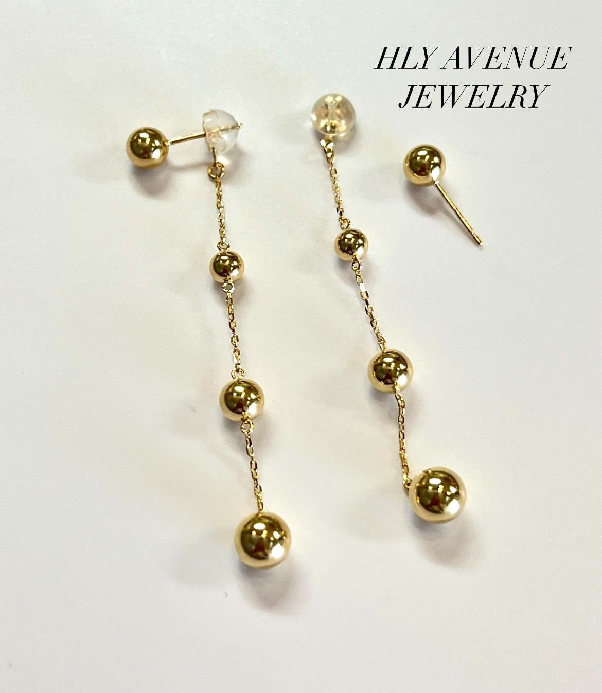 18k Japan Gold 4 Ball Dangling Earrings