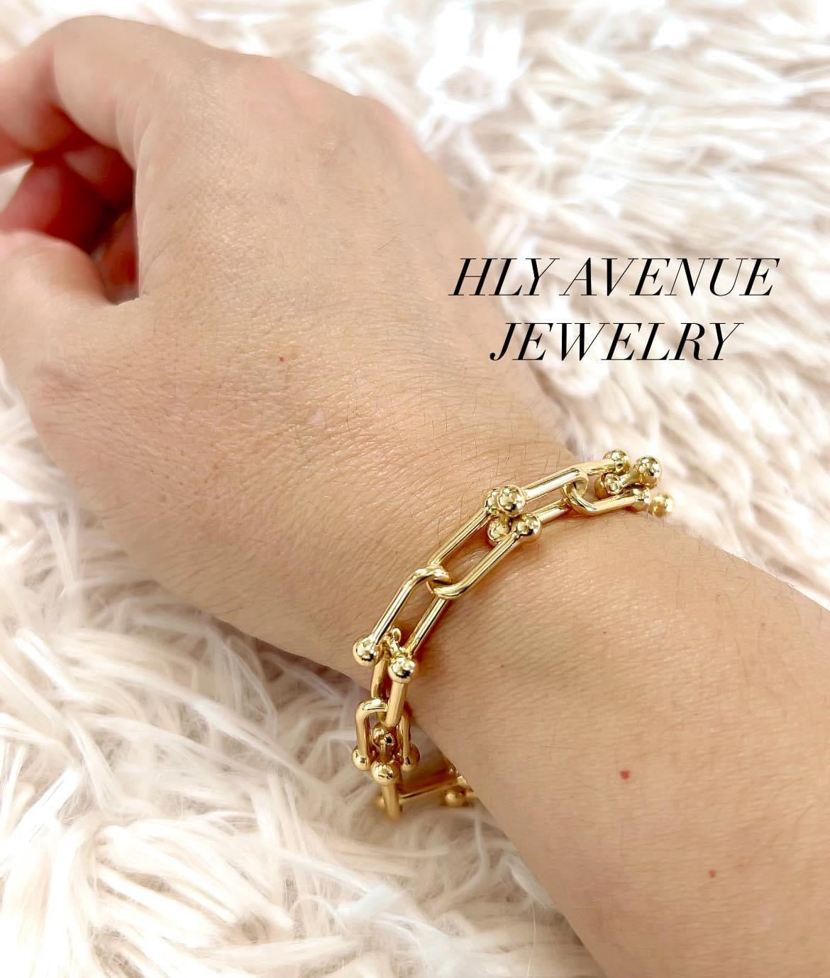18k Japan Gold U-Shape Link Bracelet 19CM