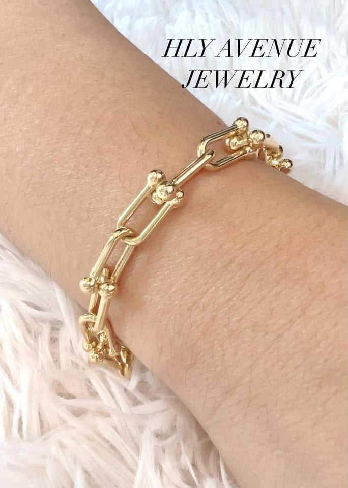 18k Japan Gold U-Shape Link Bracelet 19CM