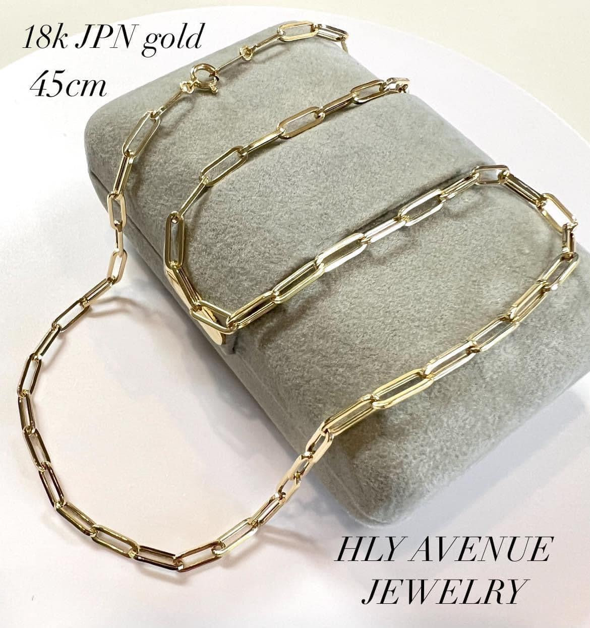 18k Japan Gold Paperclip Necklace 45CM