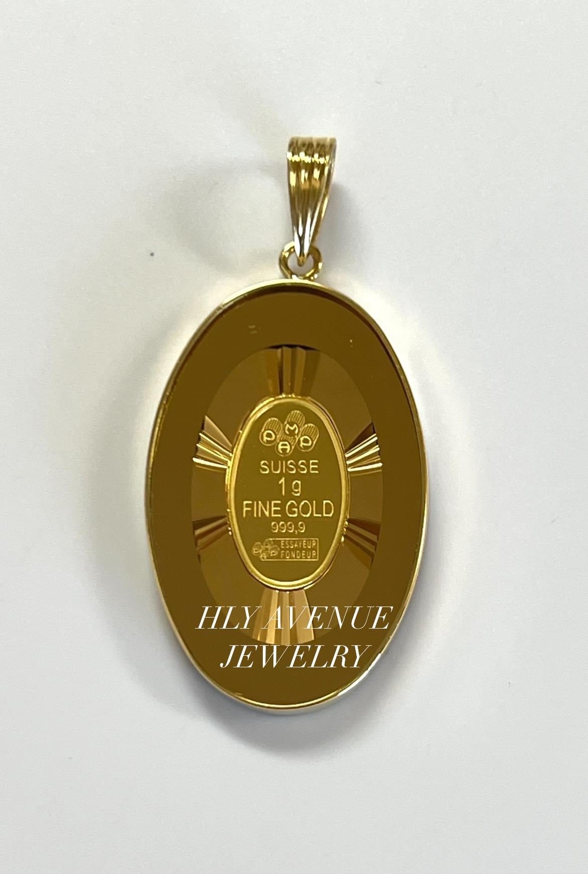 24k/18k W/ Glass Maria Pendant (Gold)