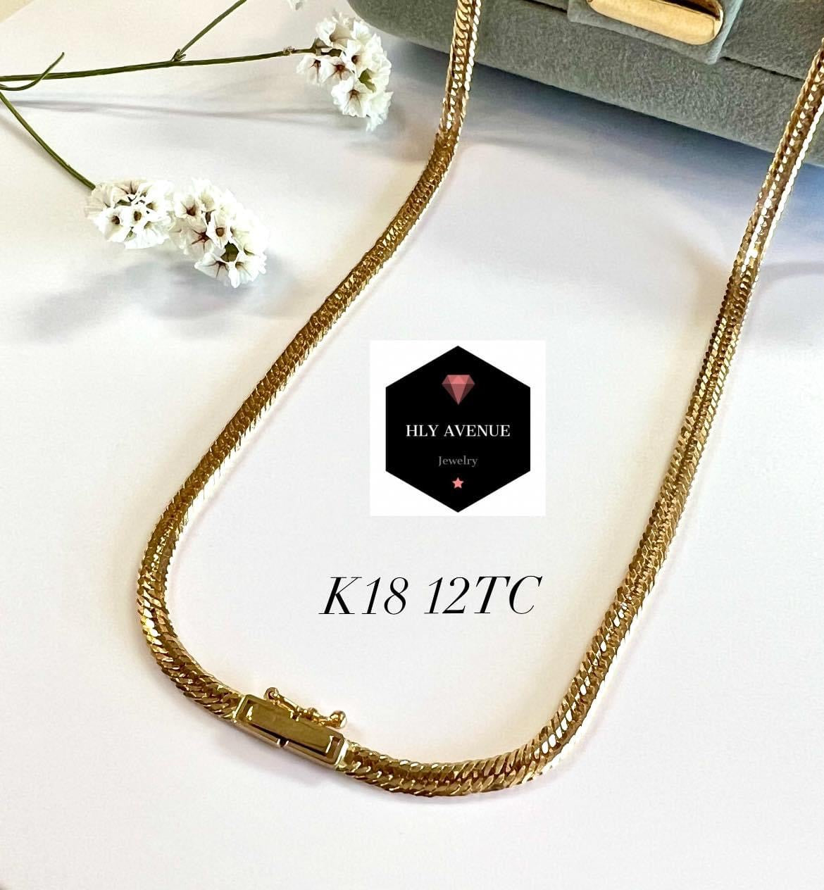 18K Japan Gold 12 Triple Cut Kihei Necklace 45Cm
