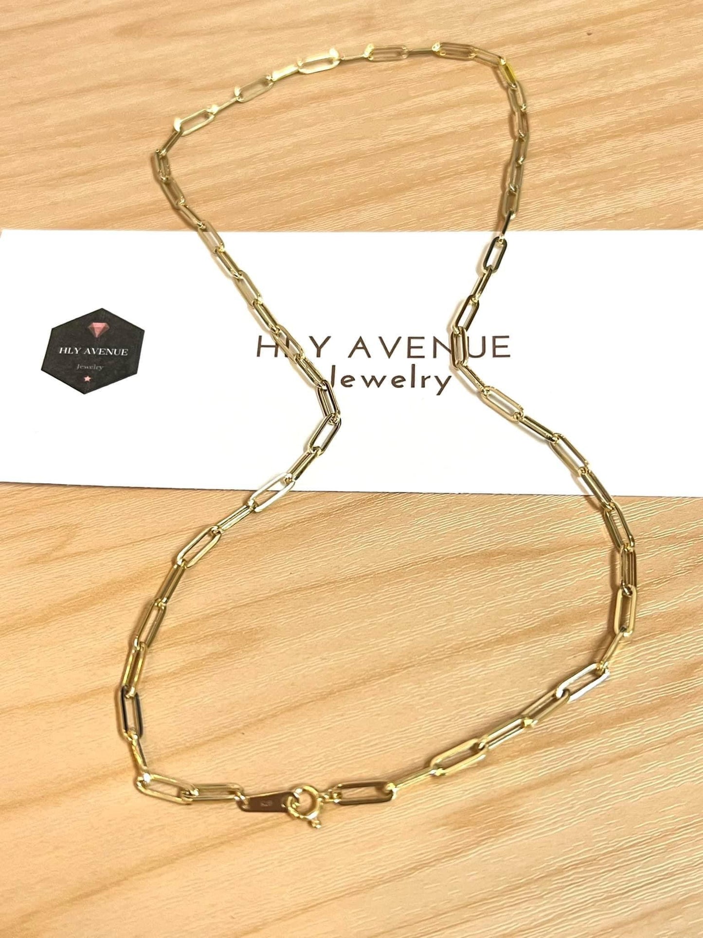 18k Japan Gold Paperclip Necklace 45CM