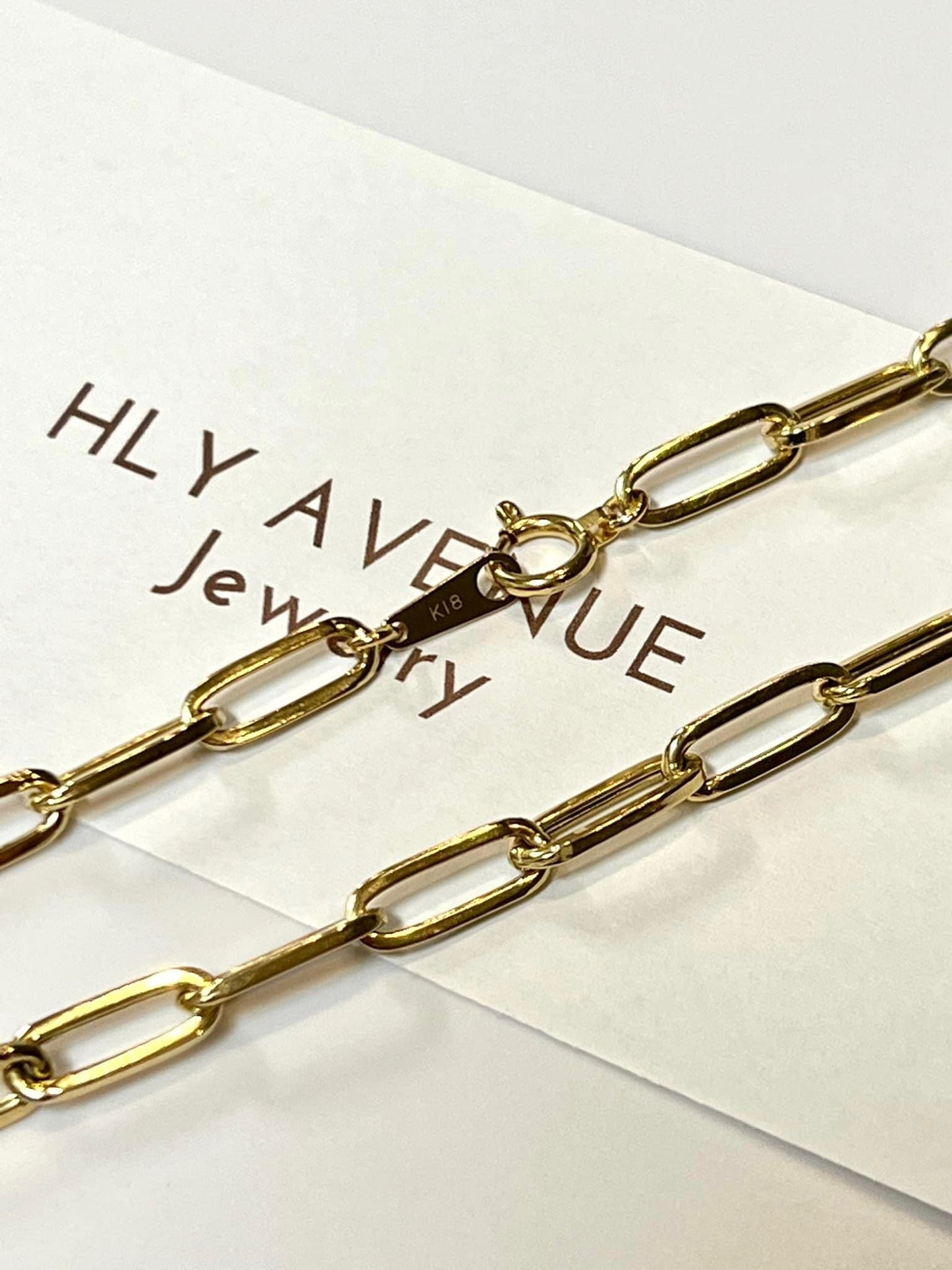 18k Paperclip Necklace 50CM