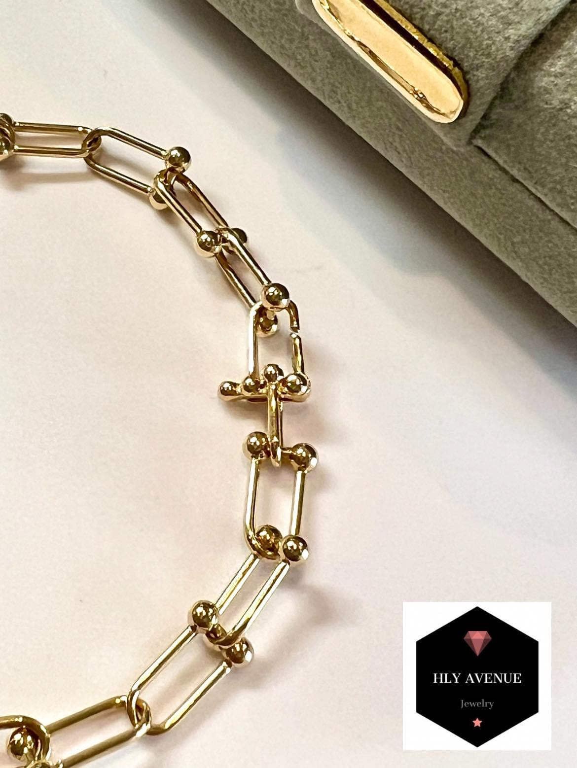 18k Japan Gold U-Shape Link Bracelet w/ Continuous Clasp (18CM)