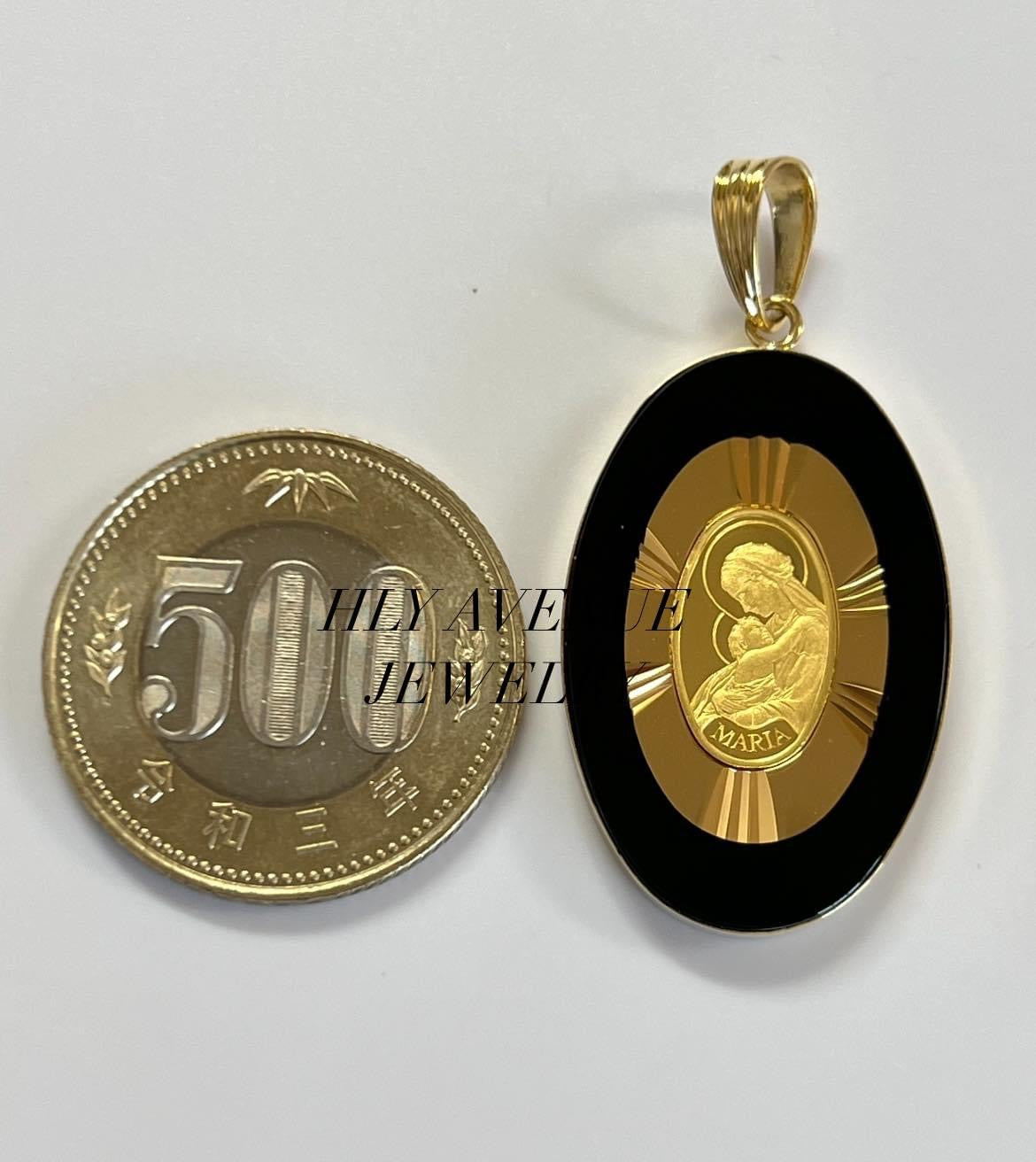 24k/18k W/ Glass Maria Pendant (Black)