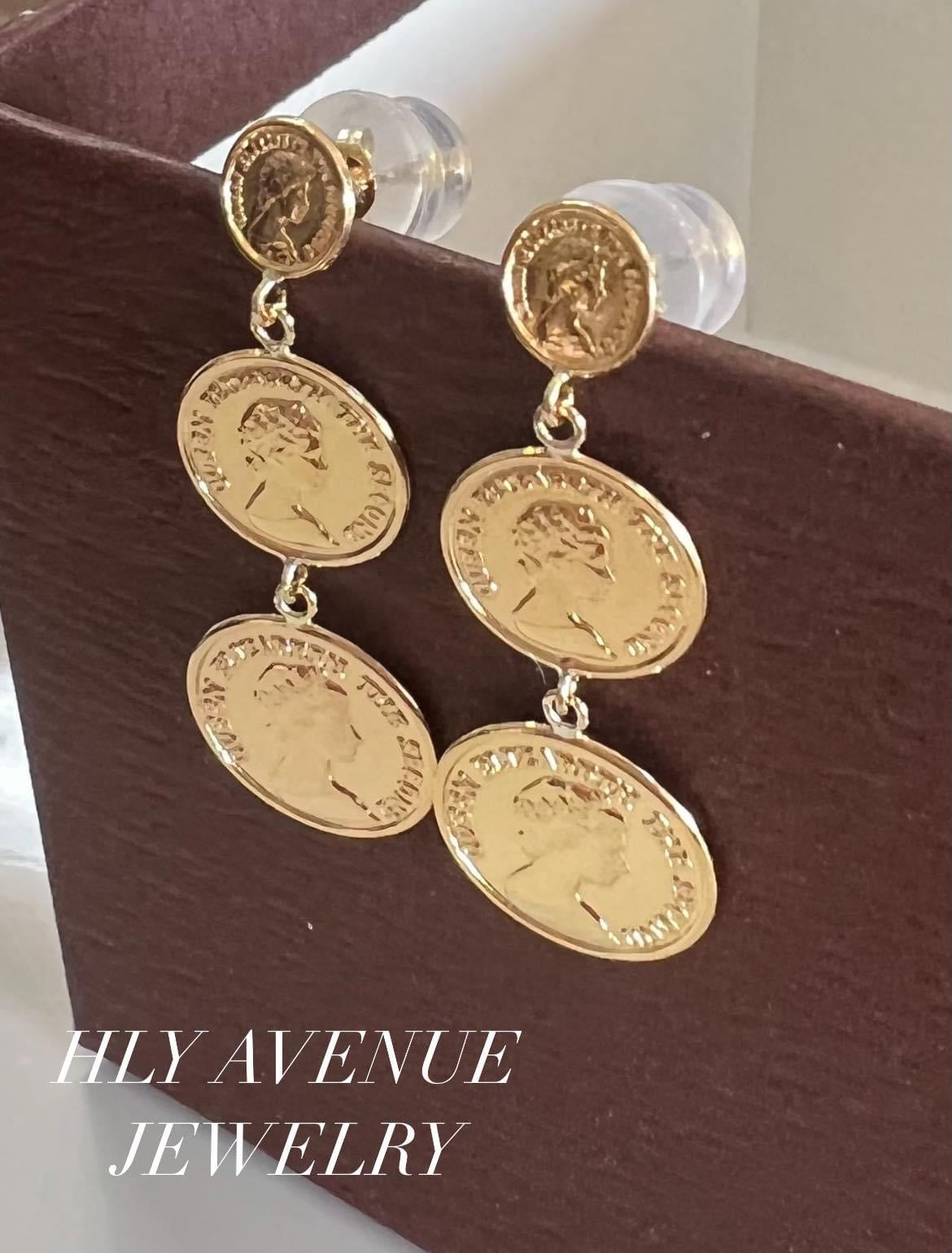 18k 3-Gold Coin Earrings