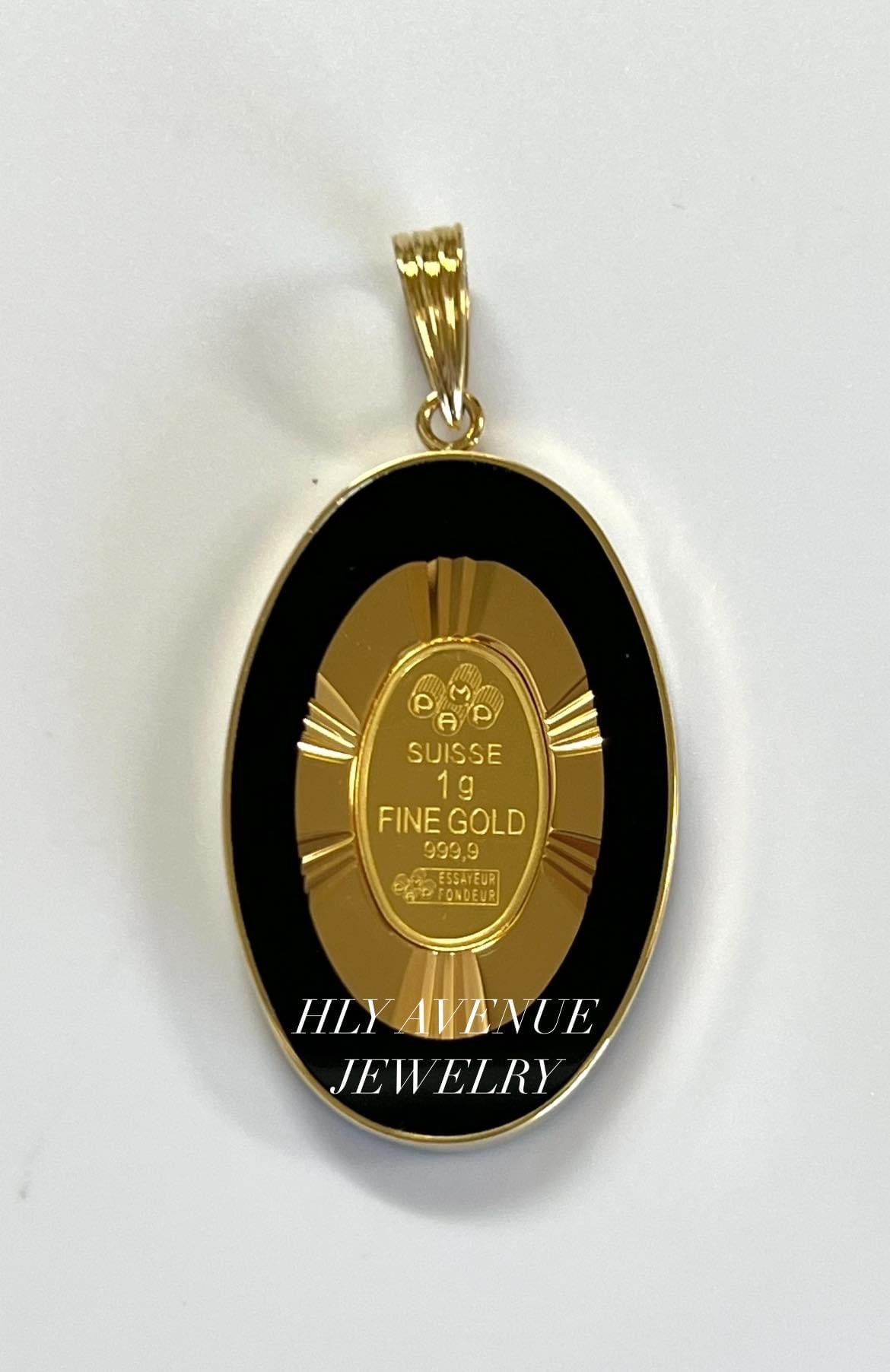 24k/18k W/ Glass Maria Pendant (Black)