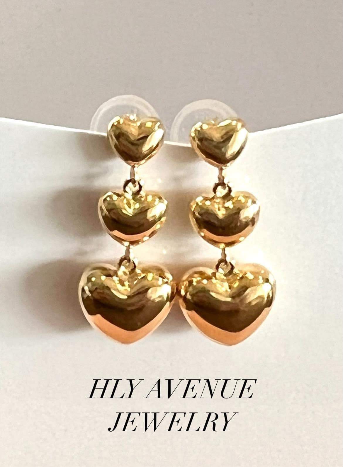 18k 3-Hearts Earrings
