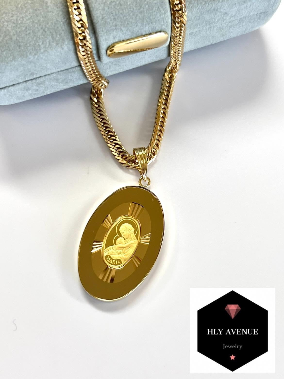24k/18k W/ Glass Maria Pendant (Gold)