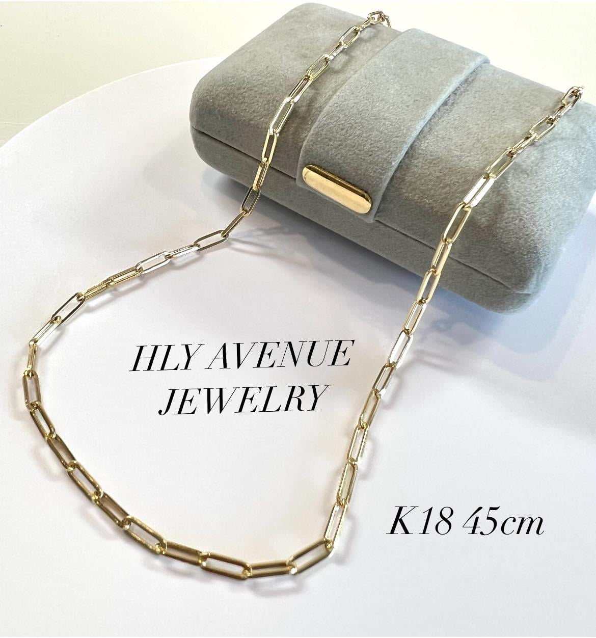 18k Japan Gold Paperclip Necklace 45CM