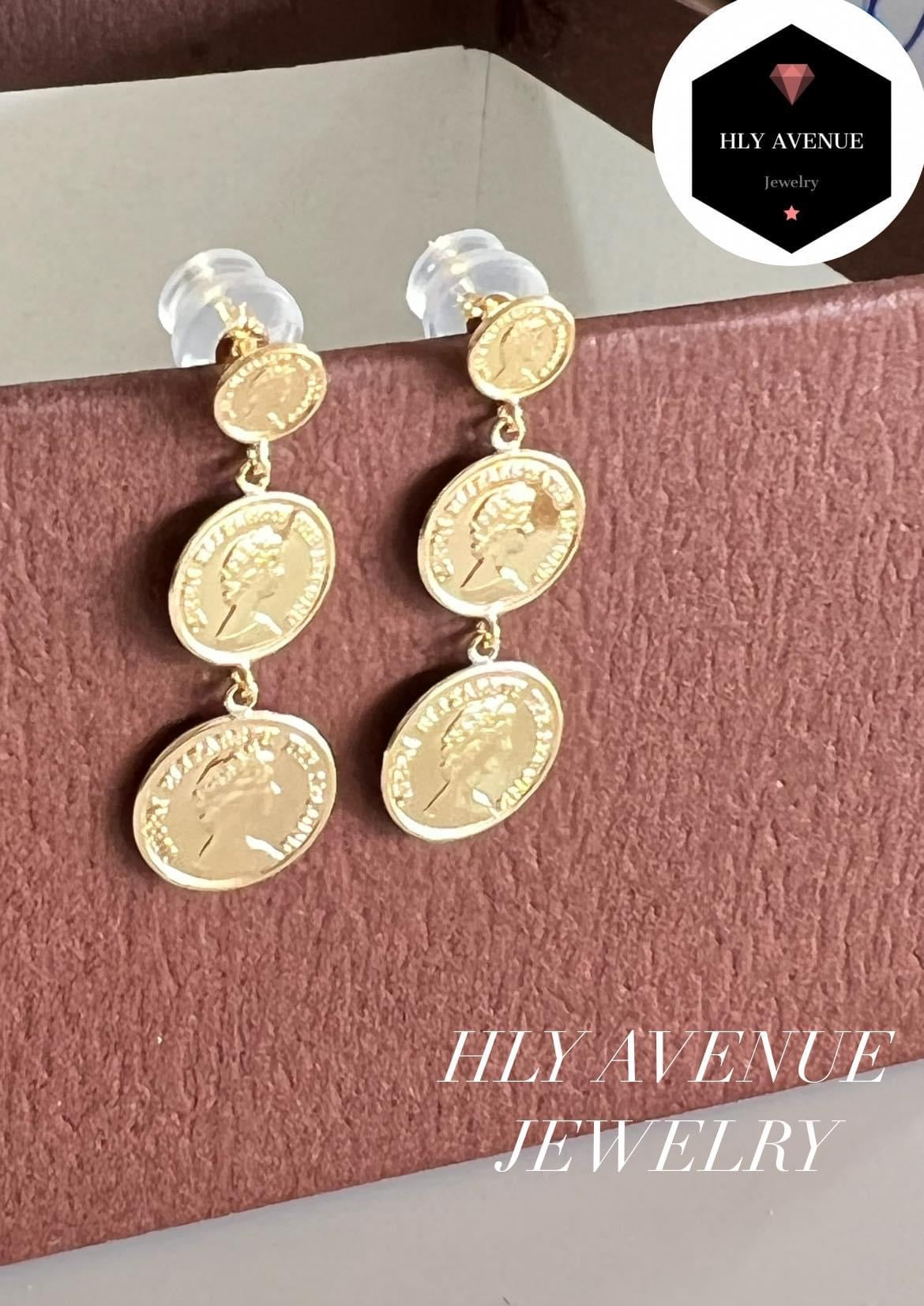 18k 3-Gold Coin Earrings