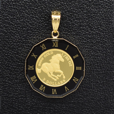 Horse/Elizabeth 24K/18k Japan Gold Coin Pendant