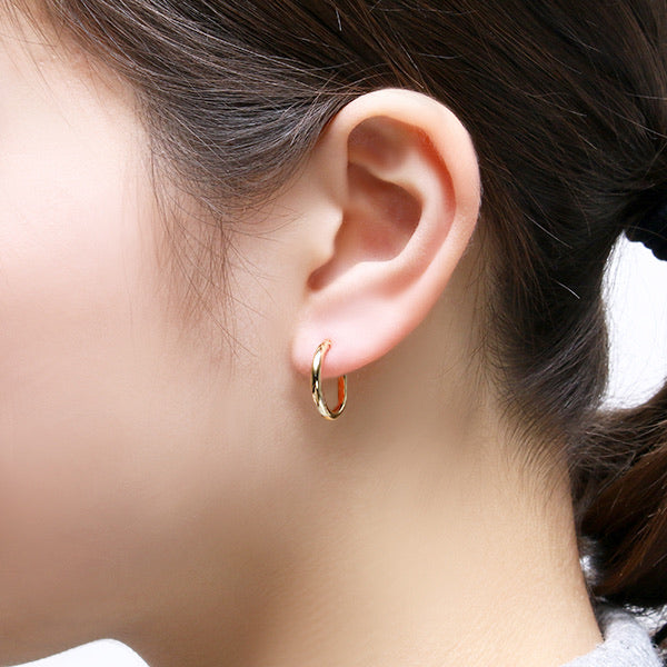18K Yellow Gold 2x20mm Hoop Earrings