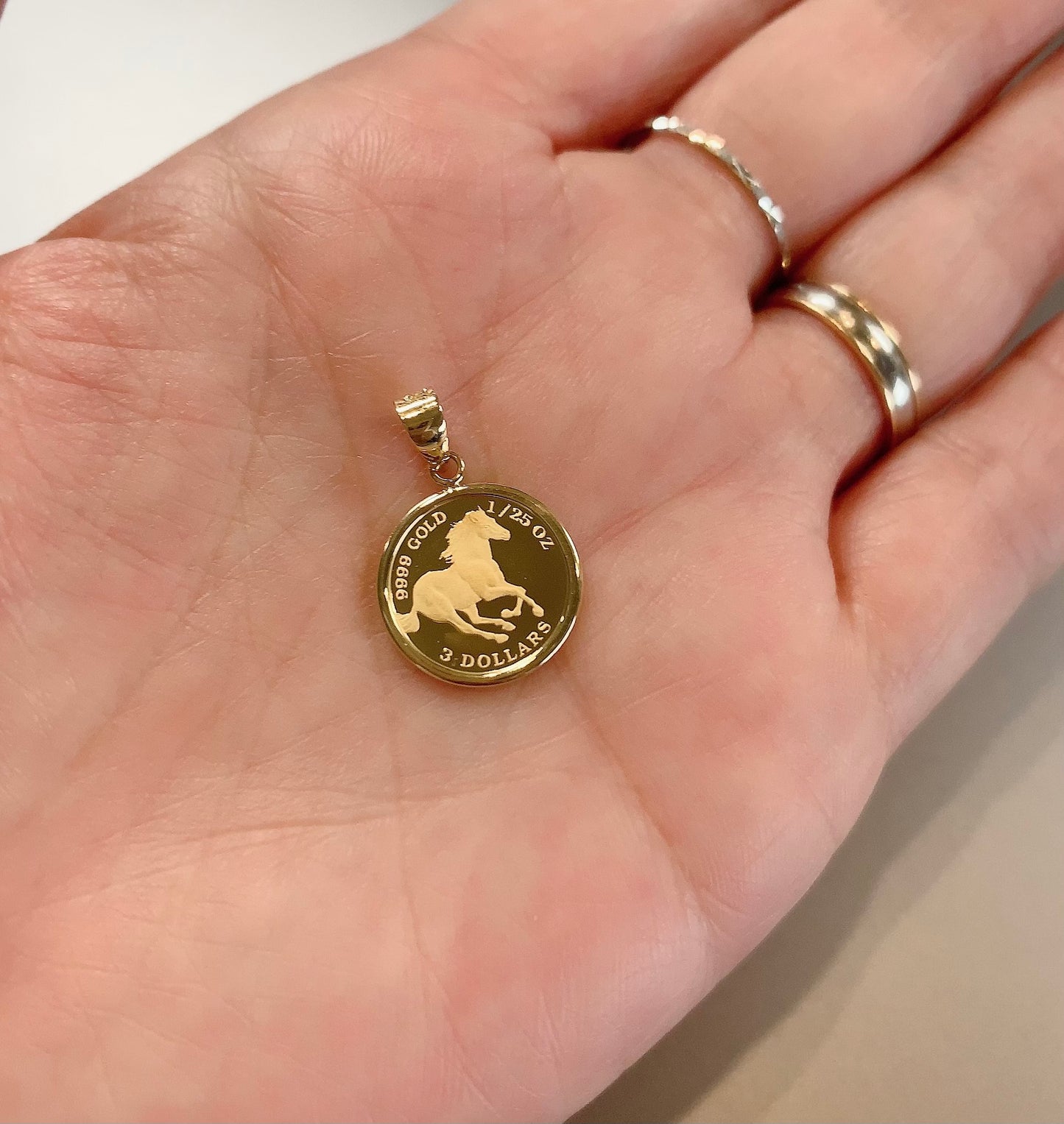 Horse/Elizabeth 24K/18k Gold Coin Pendant