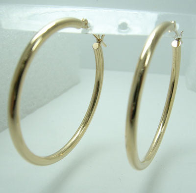 18k 2x30mm Yellow Gold Pipe Hoop Earrings