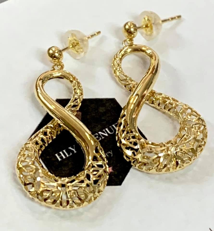 18k Japan Gold Infinity Drop Earrings