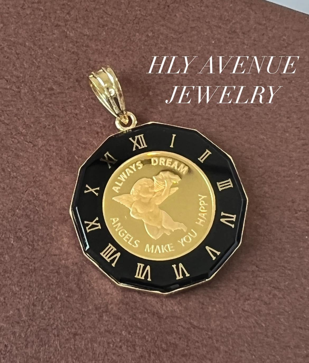 Angel 24K/18k Gold Glass Coin Pendant Top