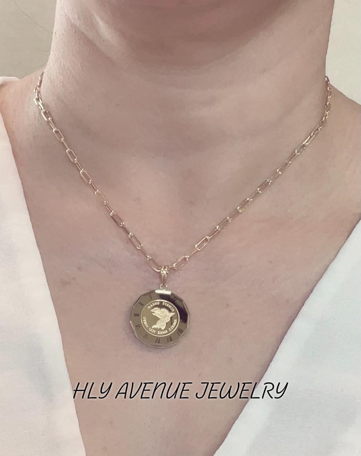 Angel 24k/18k Japan Gold Glass Coin Pendant Top