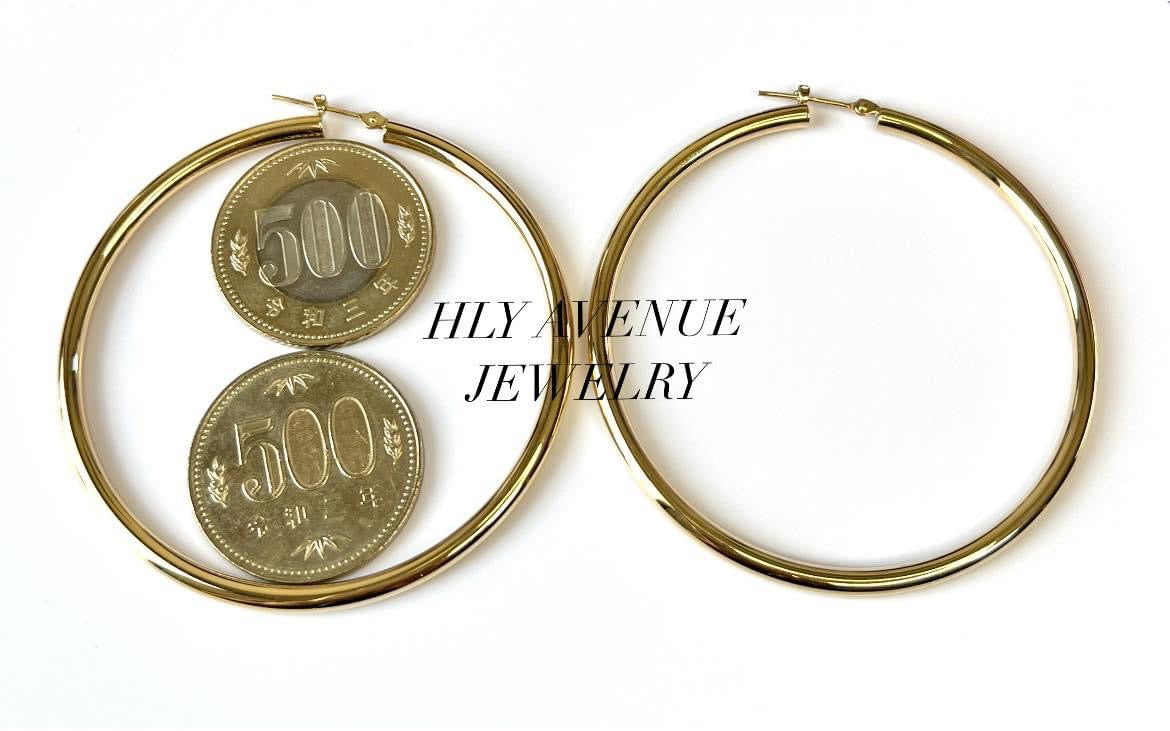 18k Japan Gold 3x60mm Hoop Earrings