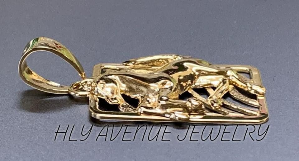 18k Solid Gold Square Horse Pendant