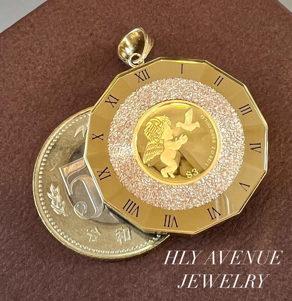 Angel/ Queen Elizabeth 24k/18k Pink Stardust Glass Pendant