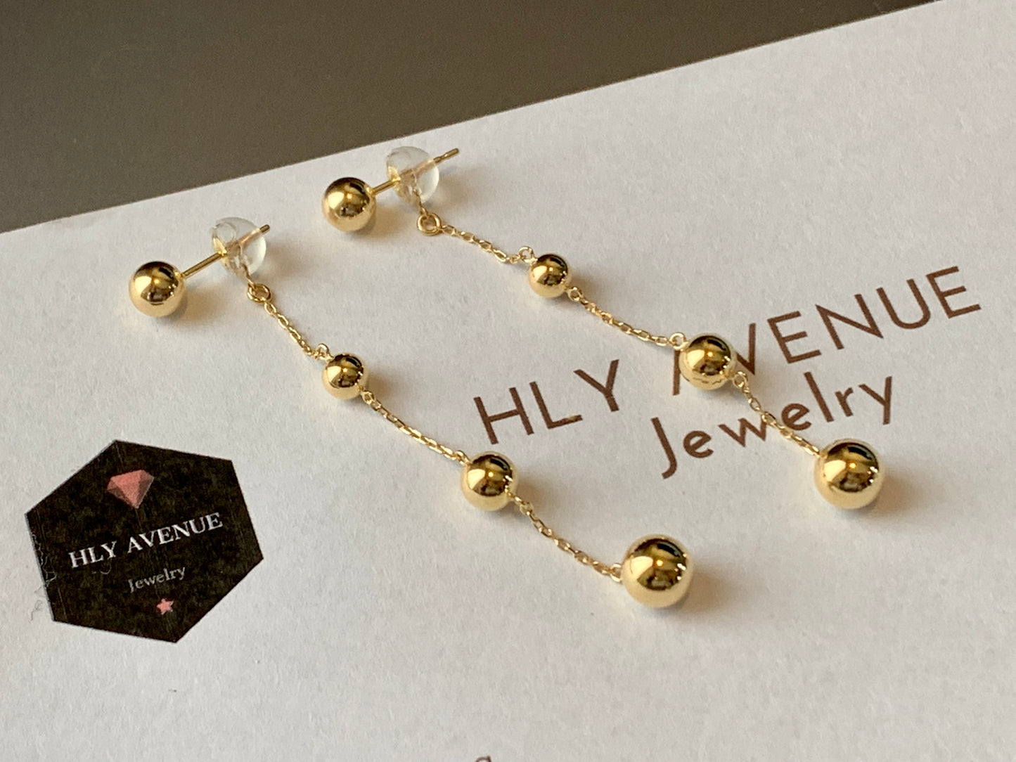 18k Japan Gold 4 Ball Dangling Earrings