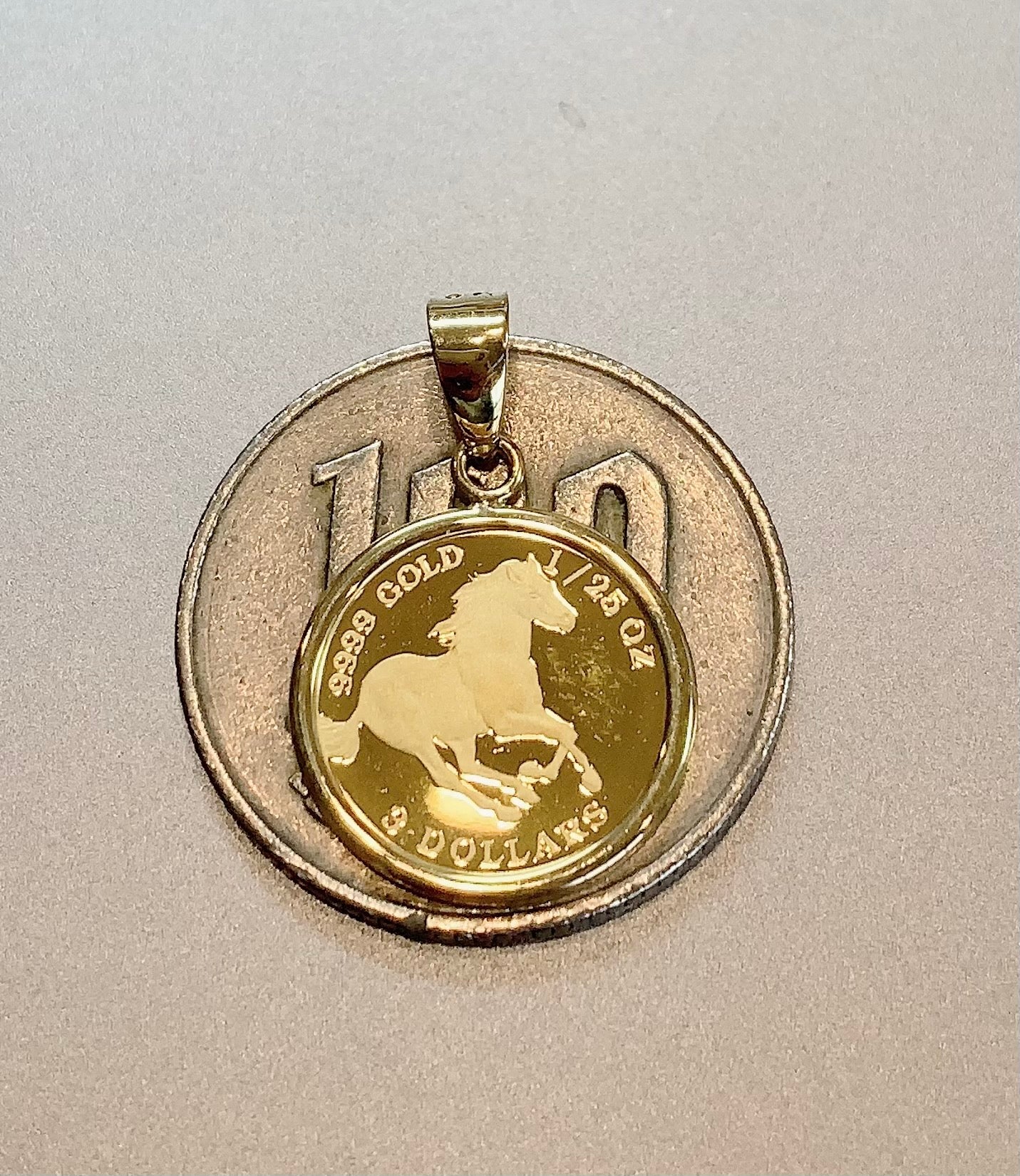 Horse/Elizabeth 24K/18k Gold Coin Pendant