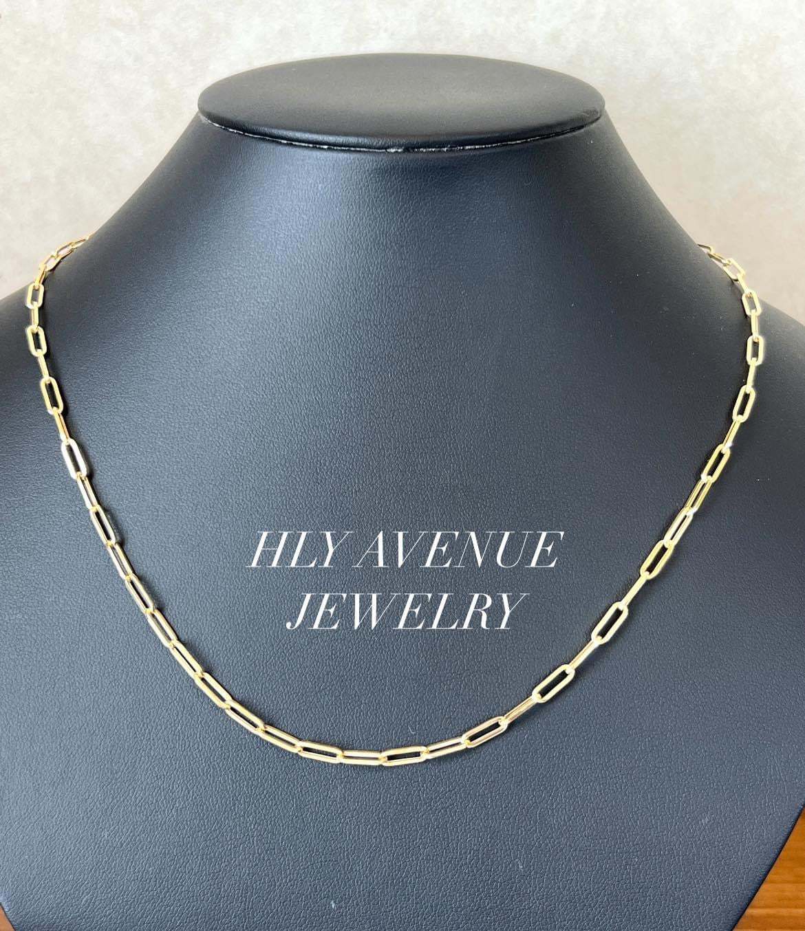 18K Japan Gold Paperclip Necklace 50CM
