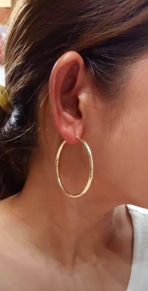 18k Gold 3x50mm Hoop Earrings