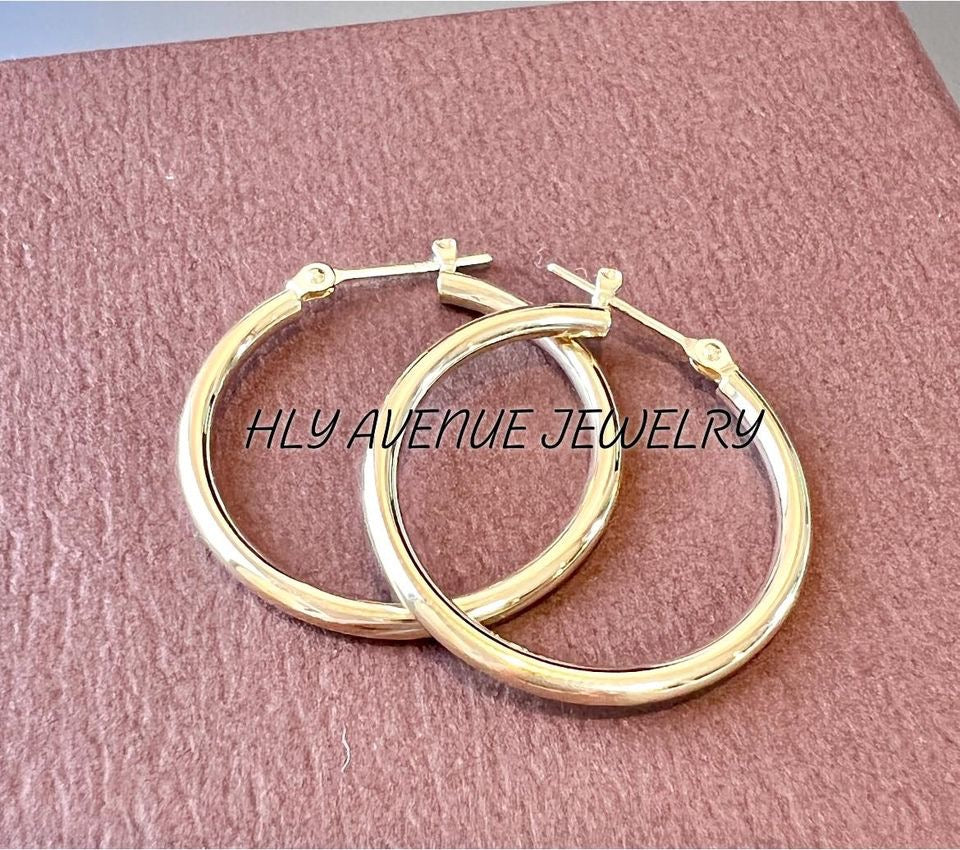 18k Japan Gold 2X25MM Hoop Earrings