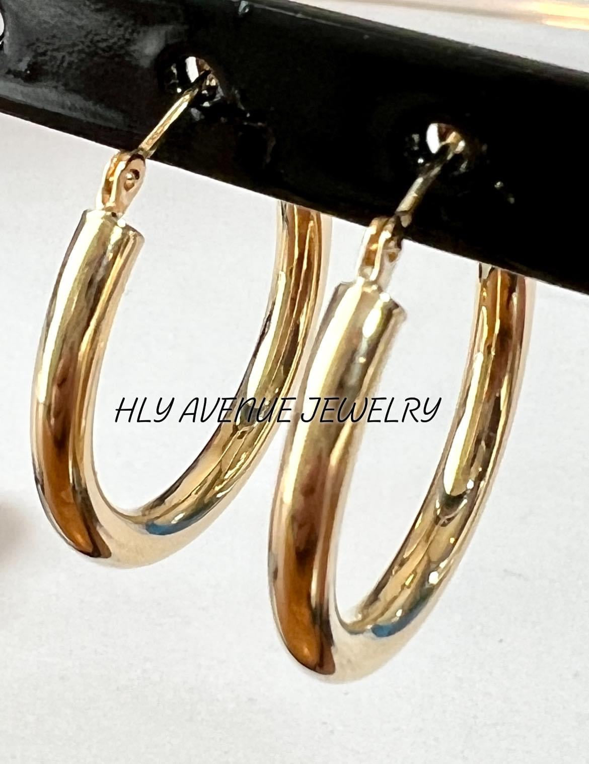 18k Japan Gold 3X25MM Hoop Earrings