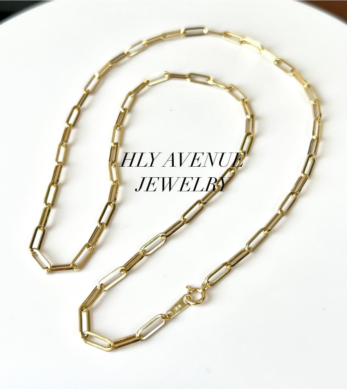 18K Japan Gold Paperclip Necklace 50CM