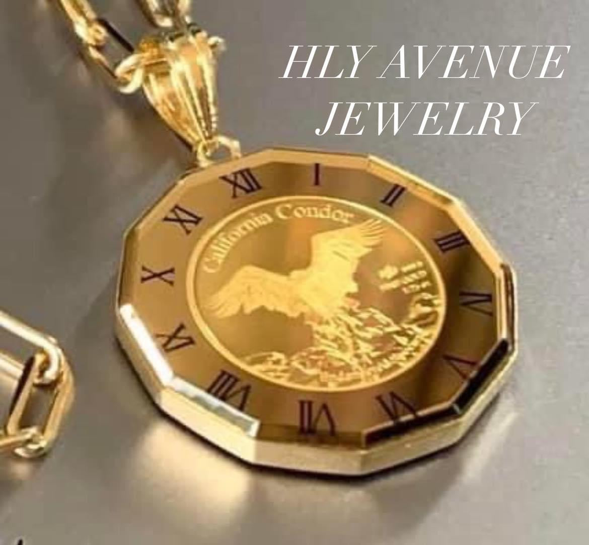 Wolf & Condor 24k/18k Japan Gold Glass Coin Pendant