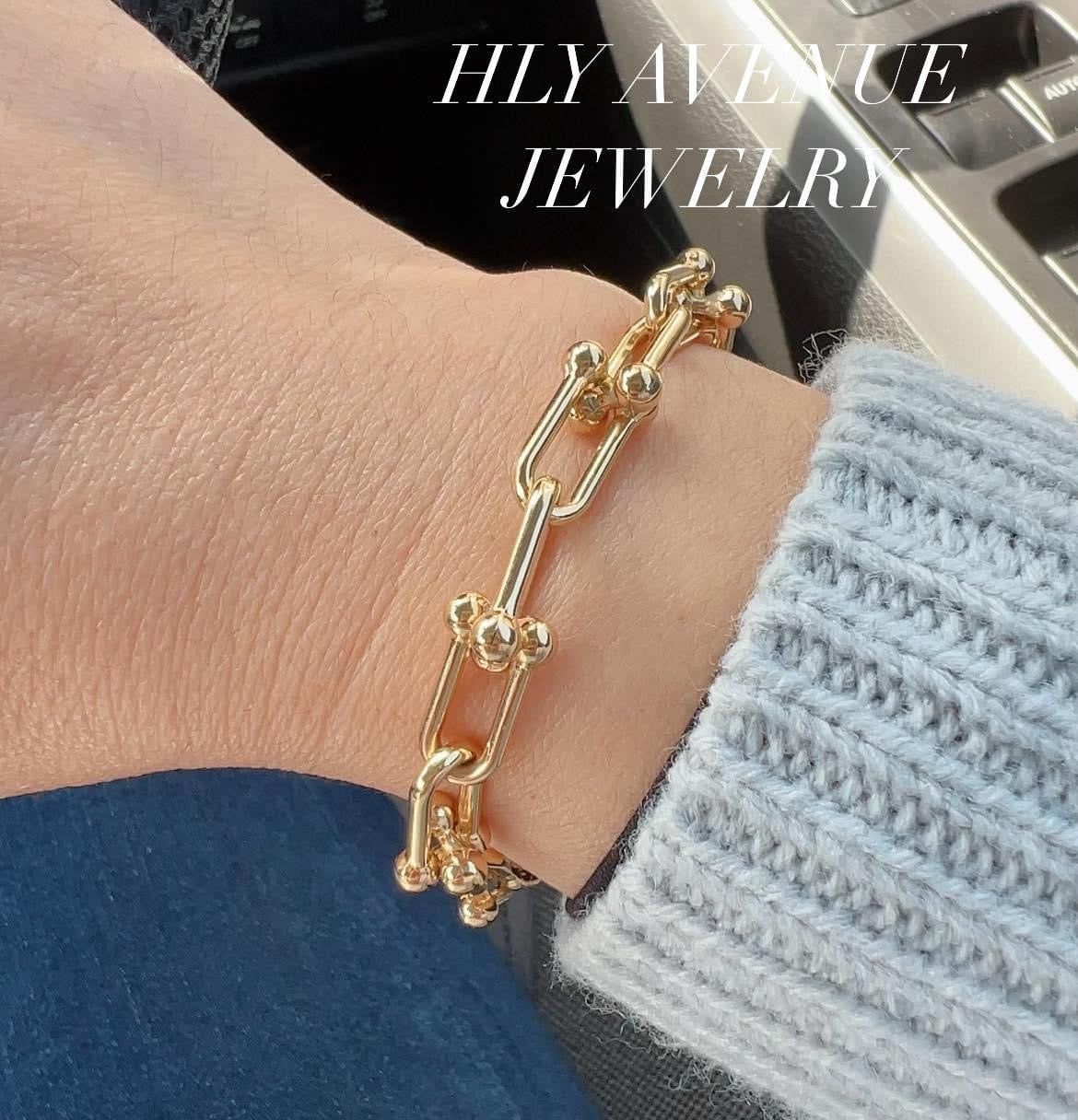 18k Japan Gold U-Shape Link Bracelet 19CM