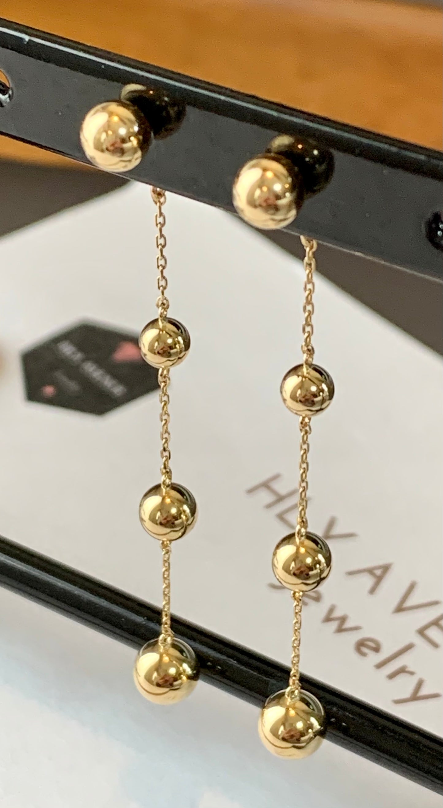 18k Japan Gold 4 Ball Dangling Earrings