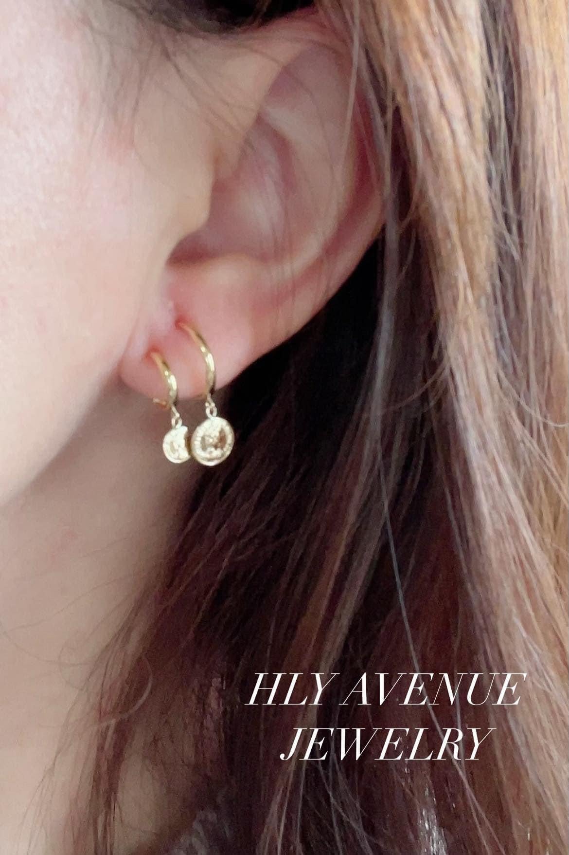 18k Japan Gold 2 Gold Coin Earrings