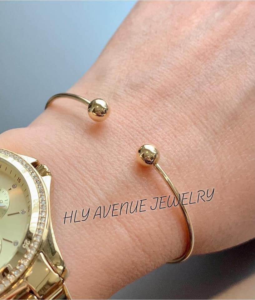 18k Japan Gold 2X6mm Ball Bangle