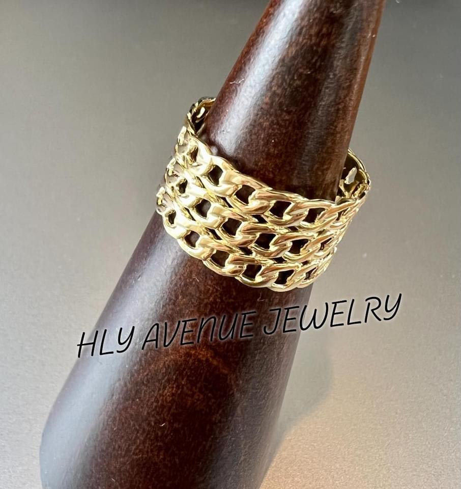 18K Japan Gold 3Lane Chain Ring