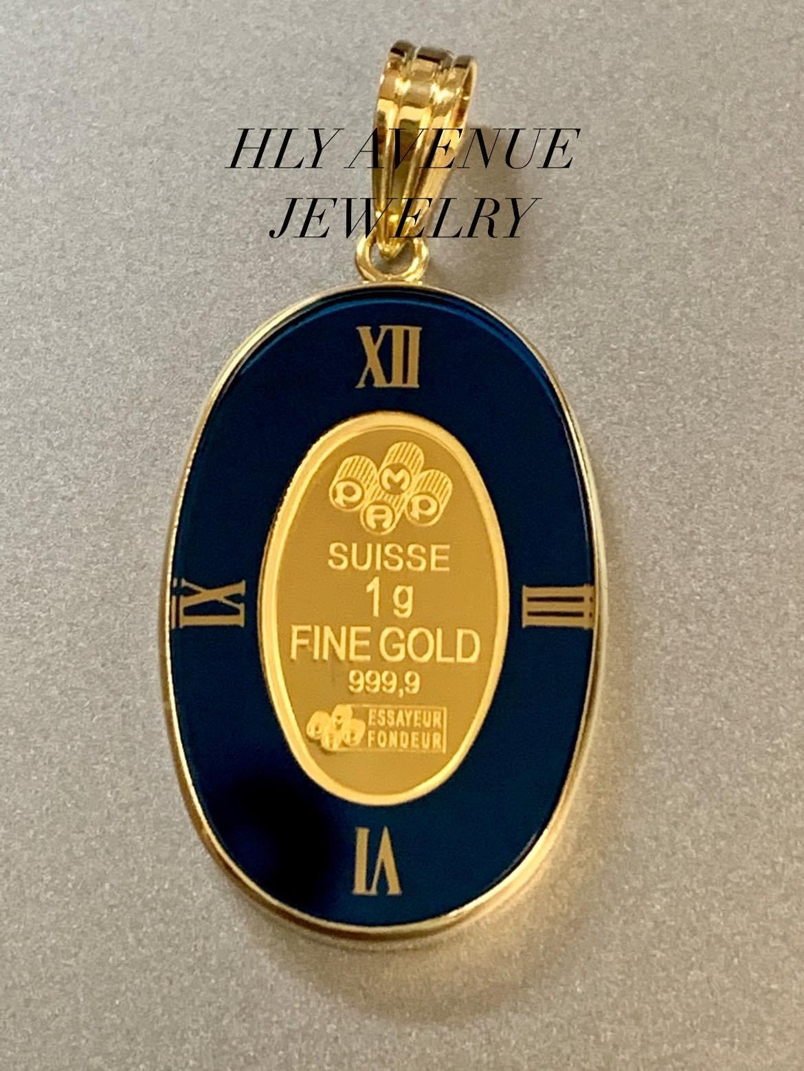 Mary & Child Blue 24k/18k Frame Japan Gold w/ Glass Pendant