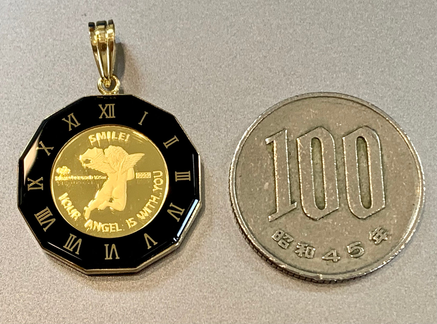 Angel 24K/18k Gold Glass Coin Pendant Top